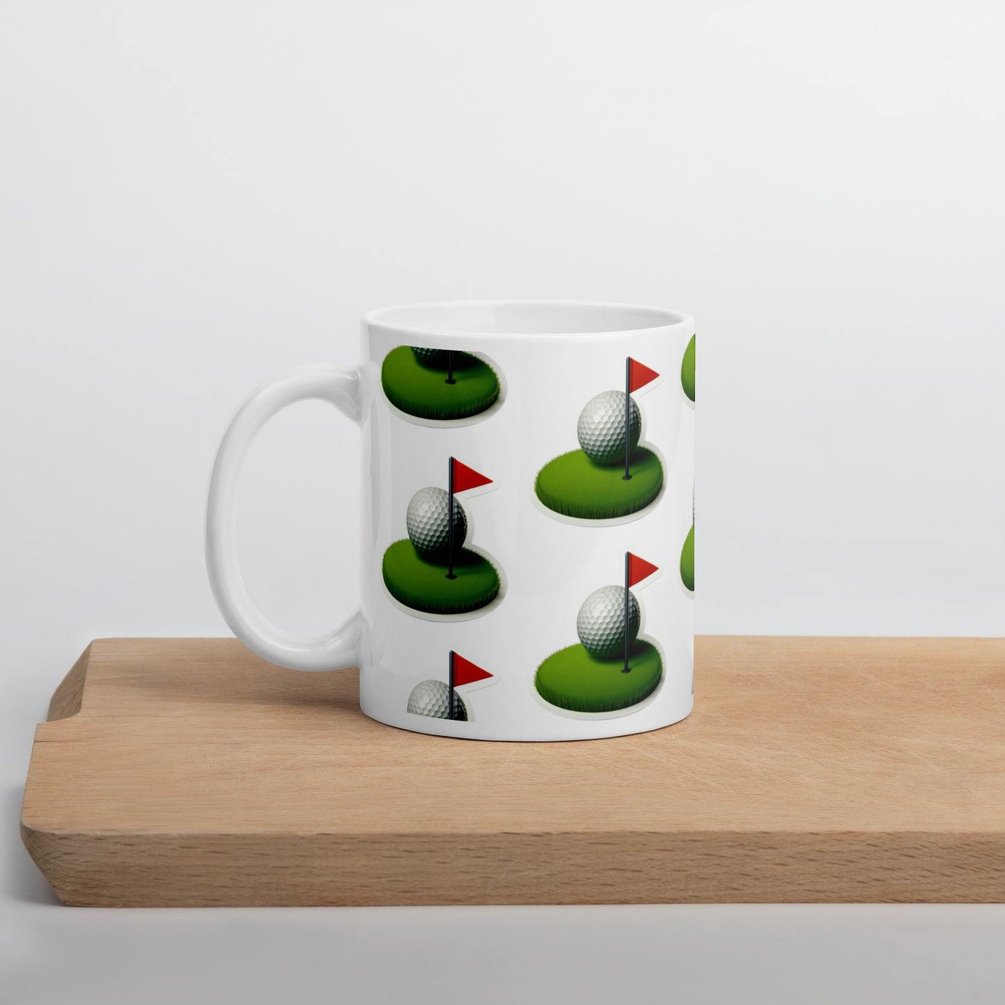 White Glossy Mug - Golf Flag and Ball